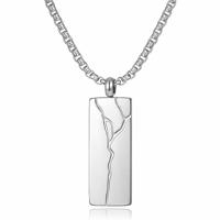 Mendes Zilverkleurige Heren Ketting met Rechthoekige Hanger in Edelstaal - thumbnail