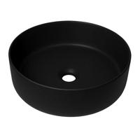 QeramiQ Dely waskom - 36x36x12cm - zonder overloop - rond - keramiek - mat zwart SW1244988 - thumbnail