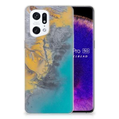 OPPO Find X5 Pro | TPU | Siliconen hoesje | Marble Blue Gold