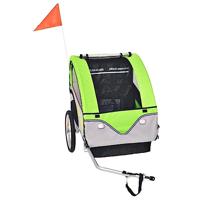 VidaXL Fietstrailer 30 kg grijs en groen - thumbnail