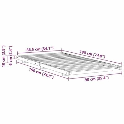 Bedframe Wasbruin 90 x 190 cm Massief grenenhout