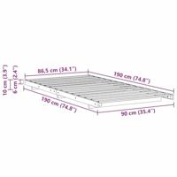 Bedframe Wit 90 x 190 cm Massief grenenhout - thumbnail