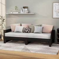 Slaapbank uitschuifbaar massief grenenhout zwart 2x(90x190) cm - thumbnail