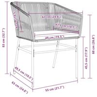 Tuinstoelen 2 st met kussens poly rattan bruin - thumbnail