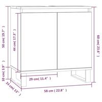 Badkamerkast 58x33x60 cm bewerkt hout bruineikenkleurig - thumbnail