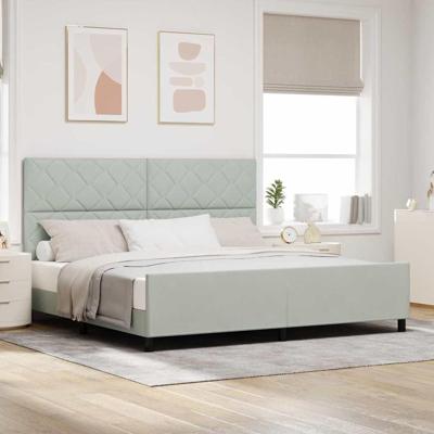 Bedframe met hoofdeinde Lichtgrijs 200 x 200 cm Fluweel