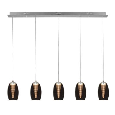 Highlight HanglampNebula nikkel recht 5-lichts smoke glas - H5431.19