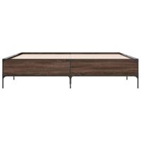 Bedframe bewerkt hout metaal bruin eikenkleur 180x200 cm - thumbnail