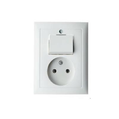Berker S1 combinatie wisselschakelaar/wandcontactdoos zonder randaarde 1-voudig polarwit glanzend