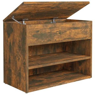 VidaXL Schoenenbank 60x30x45 cm bewerkt hout gerookt eikenkleurig VidaXL Schoenenbank 60x30x45 cm bewerkt hout gerookt eikenkleurig