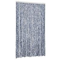 VidaXL Vliegengordijn 118x220 cm chenille blauw en wit - thumbnail