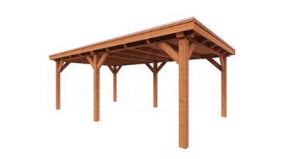 Trendhout Overkapping Siena 640x415 cm- Plat dak- Onbehandeld lariks Douglas hout- Trendhout