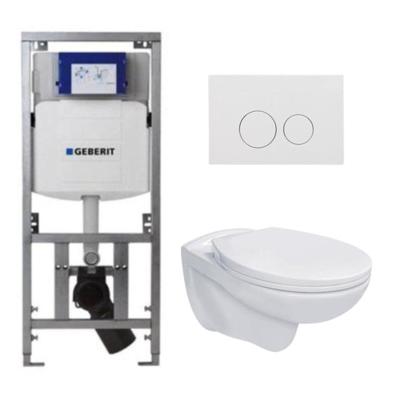 Adema Classico toiletset bestaande uit inbouwreservoir en toiletpot, basic toiletzitting en bedieningsplaat wit SW1152613/SW706186/0701131