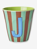 Gestreepte melamine beker LETTER J rice, medium 250 ml meerkleurig - thumbnail