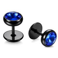Stud oorbellen heren Glassteen Blauw - thumbnail