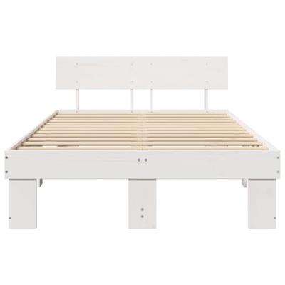 Bedframe met hoofdeinde Wit 140 x 190 cm Massief grenenhout