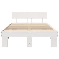 Bedframe met hoofdeinde Wit 135 x 190 cm Massief grenenhout - thumbnail