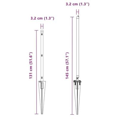 VidaXL Afrasteringspaal 7 pcs grijs staal