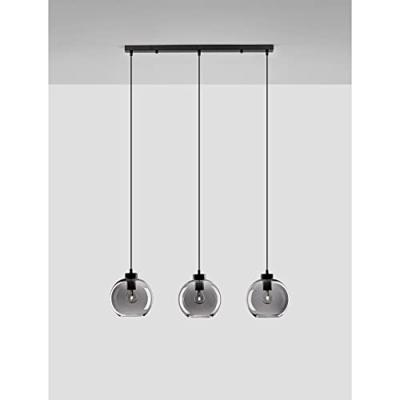 Lyora HanglampPalmer 3-lichts recht zwart met smoke glas - 9241150