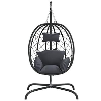 VidaXL Hangende ei-stoel met kussen antraciet poly rattan & staal