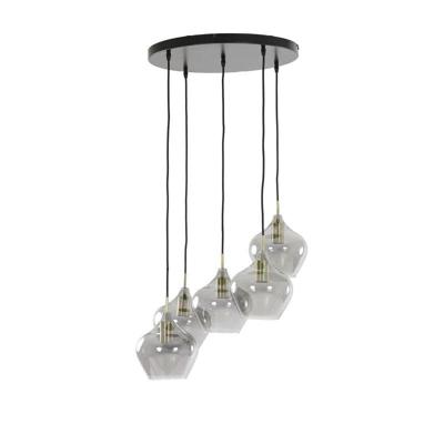 Light & Living Hanglamp 'Rakel' 5-Lamps, antiek brons+smoke Light & Living Hanglamp 'Rakel' 5-Lamps, antiek brons+smoke