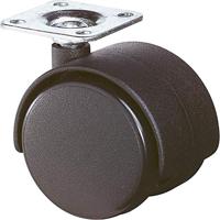 BS Rollen Dubbel zwenkwiel | wiel-d. 50 mm draagvermogen 40 kg | met schroefplaat | polyamide zwart RAL 9005 | 1 stuk - F75.050.PL F75.050.PL - thumbnail