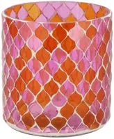 Daan Kromhout Design theelichthouder glas glowing mosaic 10x10cm fuchsia, oranje - thumbnail