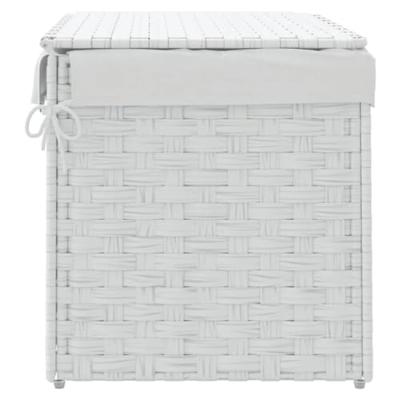 VidaXL Wasmand met deksel 55,5x35x34 cm poly rattan wit