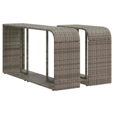 10-delige Loungeset met kussens poly rattan grijs
