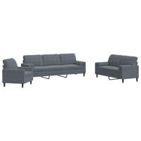 4-delige Loungeset met kussens en bolsters fluweel donkergrijs - thumbnail