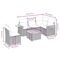 6-delige Loungeset met kussens poly rattan zwart - thumbnail