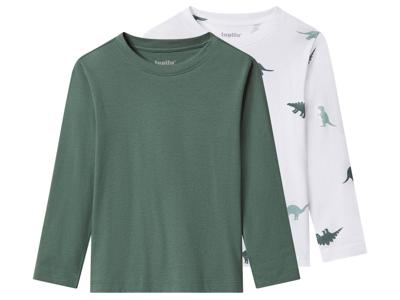 lupilu Set van 2 kinder longsleeves (Groen/print, 122/128)