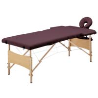 VidaXL Massagetafel inklapbaar 2 zones hout wijnpaars - thumbnail