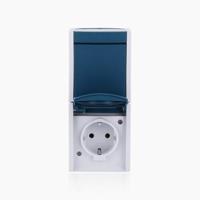 Busch-Jaeger 2601/6/20 EW-53 Ocean (opbouw) Schakel-/stopcontact combinatie spatwaterdicht Blauw, Groen - thumbnail