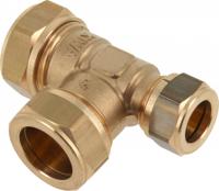 Bonfix knelkoppeling - T-stuk verlopend - 15mm x 15mm x 12mm - Messing - thumbnail