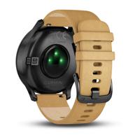Garmin vívomove HR, Hybrid Smartwatch for Men and Women, Black with Tan Suede Band - thumbnail
