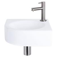 Fonteinset Differnz Cleo 30x30x10 cm Keramiek Wit Met Kraan Recht Mat Chroom - thumbnail