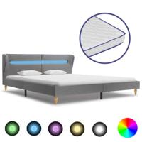 vidaXL Bed met LED en traagschuim matras stof lichtgrijs 180x200 cm - thumbnail