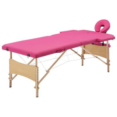 VidaXL Massagetafel inklapbaar 2 zones hout roze VidaXL Massagetafel inklapbaar 2 zones hout roze