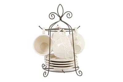 kop&schotel set 4 met standaard creme