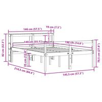 Bedframe met hoofdbord massief grenenhout wasbruin 140x190 cm - thumbnail