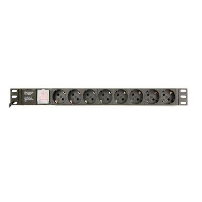 19' stekkerdoos met schakelaar (PDU), 8-voudig Schucko, 1U, 16A 19' stekkerdoos met schakelaar (PDU), 8-voudig Schucko, 1U, 16A