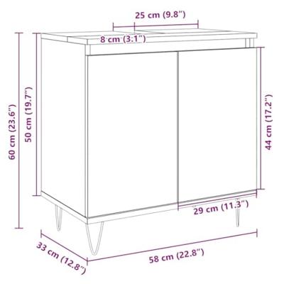 Badkamerkast 58x33x60 cm bewerkt hout sonoma eikenkleurig