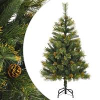VidaXL Kunstkerstboom met scharnieren en dennenappels 120 cm - thumbnail