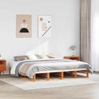 Bedframe zonder matras massief grenenhout wasbruin 200x200 cm - thumbnail