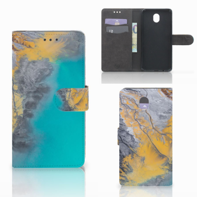 Samsung Galaxy J7 2017 | J7 Pro Bookcase Marble Blue Gold Samsung Galaxy J7 2017 | J7 Pro Bookcase Marble Blue Gold