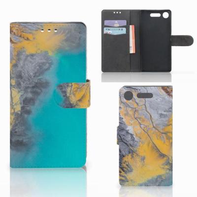 Sony Xperia XZ1 | Bookcase | Marble Blue Gold Sony Xperia XZ1 | Bookcase | Marble Blue Gold