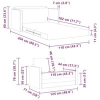 Slaapbank Lichtgrijs 124 x 71 x 78 cm Stof - thumbnail