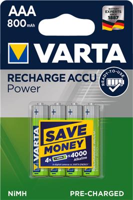 Varta Oplaadbare NiMH Batterij AAA 1.2 V 800 mAh 4-Blister - VARTA-56703B