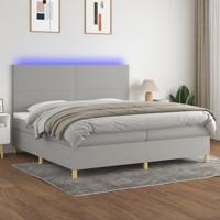 Boxspring met matras en LED stof lichtgrijs 200x200 cm - thumbnail